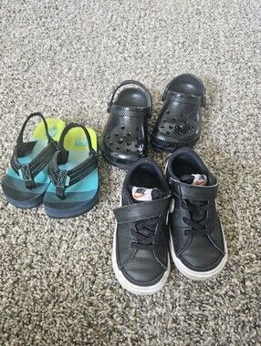 Toddler Boys Shoe Bundle Size 8 Nike Sneakers Crocs Reef Sandals